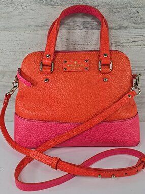 KATE SPADE Lainey Grove Court pink orange pebbled leather handbag SATCHEL CROSSB